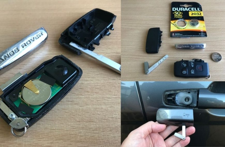 Unassembled-Range-Rover-Evoque-smart-key-battery-and-key-blade-and-keyhole-cover